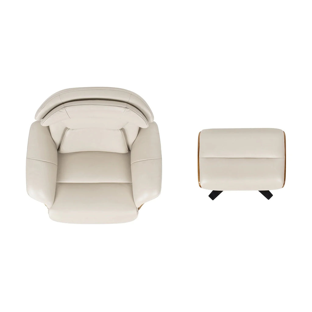Jovan 31.5 Fauteuil inclinable en cuir véritable avec ottoman