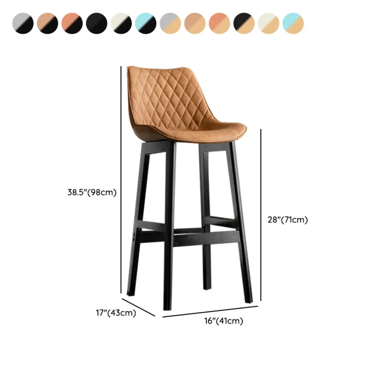 Tabourets de bar en similicuir Mid-Century Modern avec pieds en bois
