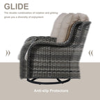Chaises longues à bascule d'extérieur en osier Gymojoy avec base pivotante (lot de 2)
