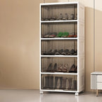 Meuble à chaussures blanc en plastique avec abattant et roulettes pour couloir