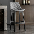 Tabourets de bar en similicuir Mid-Century Modern avec pieds en bois