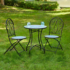 Ensemble bistrot pliant en métal Glitzhome pour extérieur, 3 pièces, table et chaises de patio
