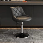 Tabouret de bar pivotant, capitonné en losanges, réglable, cuir PU noir et rouge