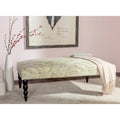 Banc ottoman rembourré en viscose et lin à motif cachemire vert avec pieds en bouleau expresso, 1 place