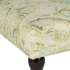 Banc ottoman rembourré en viscose et lin à motif cachemire vert avec pieds en bouleau expresso, 1 place