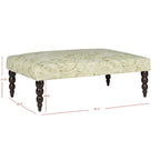 Banc ottoman rembourré en viscose et lin à motif cachemire vert avec pieds en bouleau expresso, 1 place