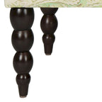 Banc ottoman rembourré en viscose et lin à motif cachemire vert avec pieds en bouleau expresso, 1 place