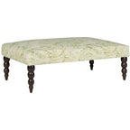 Banc ottoman rembourré en viscose et lin à motif cachemire vert avec pieds en bouleau expresso, 1 place