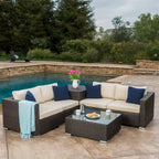Canapé d'angle d'extérieur en osier 6 pièces Santa Rosa par Christopher Knight Home