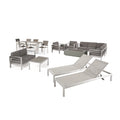 Ensemble de salle à manger 7 pièces Cape Coral, ensemble de canapés, salon de jardin 4 pièces, brasero et 2 chaises longues par Christopher Knight Home