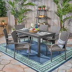 Ensemble de salle à manger extensible 7 pièces en bois d'acacia et osier Haye de Christopher Knight Home
