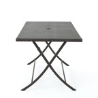 Ensemble de salle à manger rectangulaire pliant en osier 7 pièces Pilar Outdoor avec trou pour parasol par Christopher Knight Home