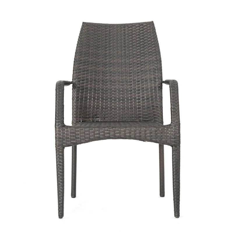 Ensemble de salle à manger rectangulaire pliant 7 pièces en osier avec trou pour parasol April Outdoor de Christopher Knight Home - N/A
