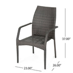 Ensemble de salle à manger rectangulaire pliant 7 pièces en osier avec trou pour parasol April Outdoor de Christopher Knight Home - N/A