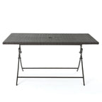Ensemble de salle à manger rectangulaire pliant 7 pièces en osier avec trou pour parasol April Outdoor de Christopher Knight Home - N/A