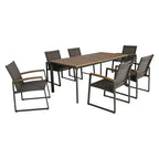 Ensemble de salle à manger d'extérieur 7 pièces en aluminium et osier Westcott avec plateau en bois par Christopher Knight Home