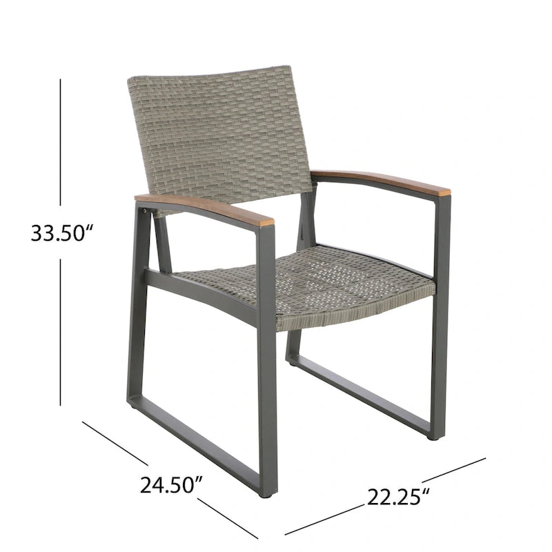 Ensemble de salle à manger d'extérieur 7 pièces en aluminium et osier Westcott avec plateau en bois par Christopher Knight Home
