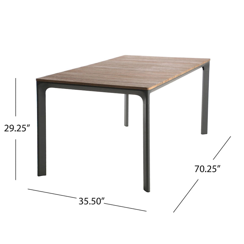 Ensemble de salle à manger d'extérieur 7 pièces en aluminium et osier Westcott avec plateau en bois par Christopher Knight Home