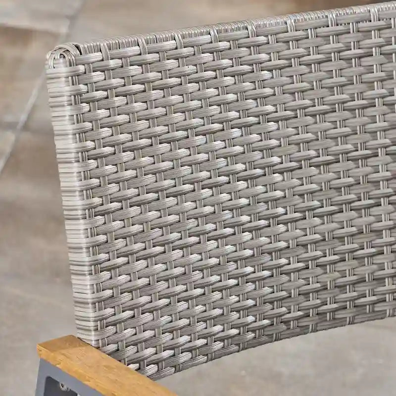 Ensemble de salle à manger d'extérieur 7 pièces en aluminium et osier Westcott avec plateau en bois par Christopher Knight Home