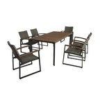 Ensemble de salle à manger d'extérieur 7 pièces en aluminium et osier Westcott avec plateau en bois par Christopher Knight Home