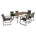 Ensemble de salle à manger d'extérieur 7 pièces en aluminium et osier Westcott avec plateau en bois par Christopher Knight Home