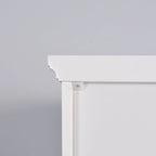 Meuble haut de rangement blanc en MDF, étroit, autoportant, avec 2 portes, 6 étagères et 2 compartiments ouverts