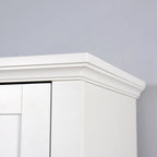 Meuble haut de rangement blanc en MDF, étroit, autoportant, avec 2 portes, 6 étagères et 2 compartiments ouverts