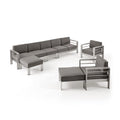 Ensemble de conversation d'extérieur moderne en aluminium à 7 places avec poufs Cape Coral par Christopher Knight Home