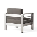 Ensemble de conversation d'extérieur moderne en aluminium à 7 places avec poufs Cape Coral par Christopher Knight Home