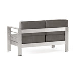Ensemble de conversation d'extérieur moderne en aluminium à 7 places avec poufs Cape Coral par Christopher Knight Home