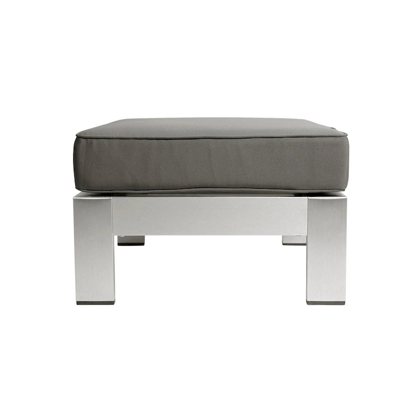 Ensemble de conversation d'extérieur moderne en aluminium à 7 places avec poufs Cape Coral par Christopher Knight Home
