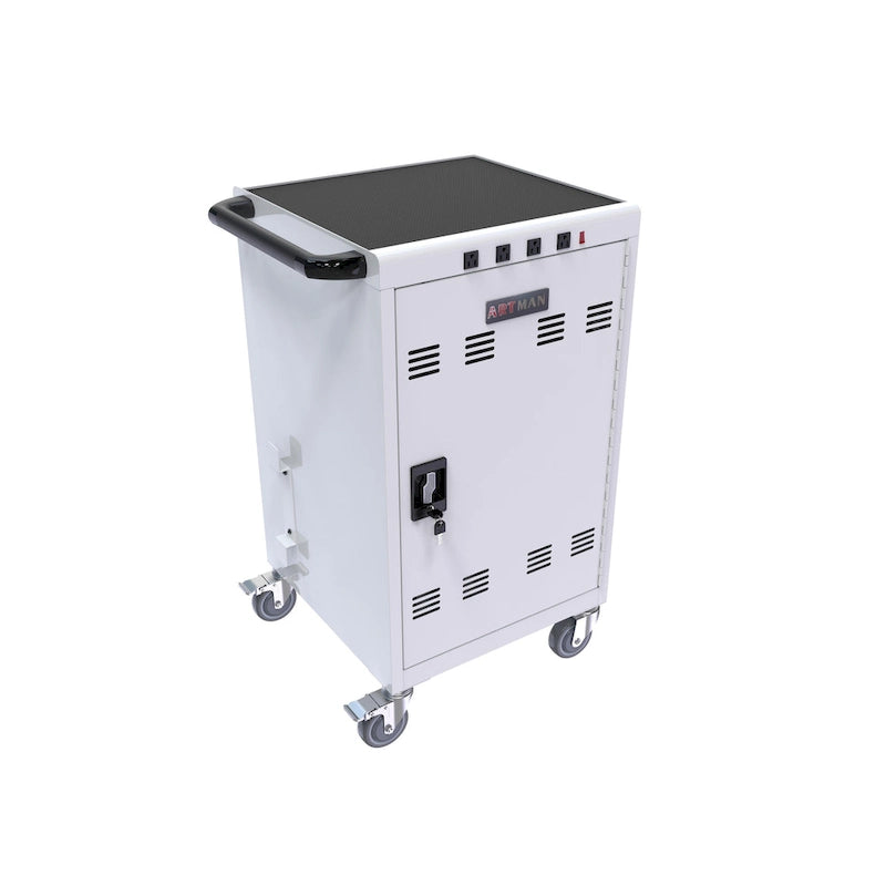 Chariot de recharge mobile en acier blanc pour 35 tablettes/ordinateurs portables