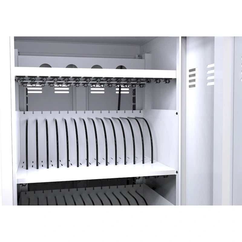Chariot de recharge mobile en acier blanc pour 35 tablettes/ordinateurs portables