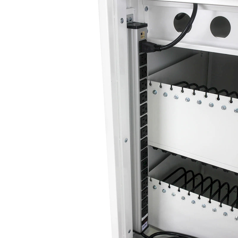 Chariot de recharge mobile en acier blanc pour 35 tablettes/ordinateurs portables