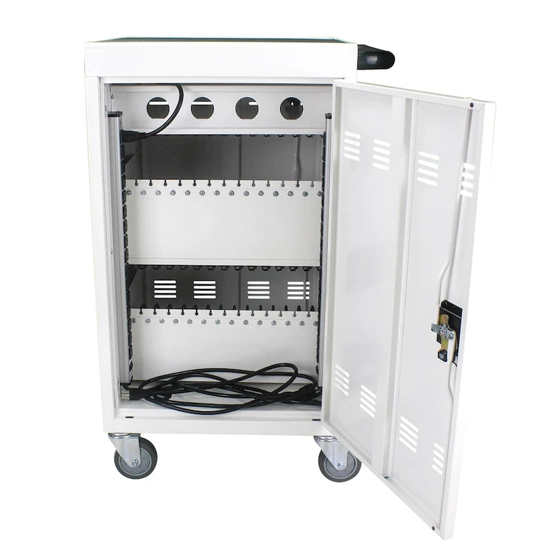 Chariot de recharge mobile en acier blanc pour 35 tablettes/ordinateurs portables