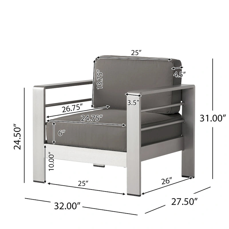 Ensemble de conversation en aluminium 7 places allongé Cape Coral Outdoor avec foyer par Christopher Knight Home