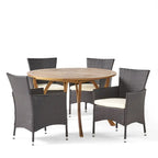 Ensemble de salle à manger Albury 5 pièces en bois d'acacia et osier par Christopher Knight Home - N/A