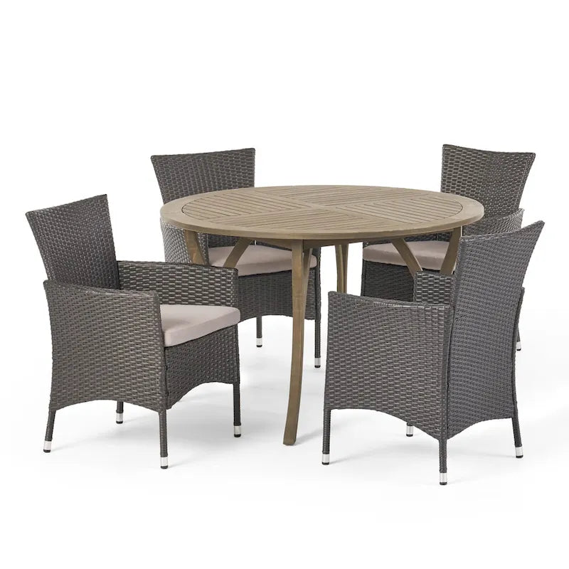 Ensemble de salle à manger Albury 5 pièces en bois d'acacia et osier par Christopher Knight Home - N/A