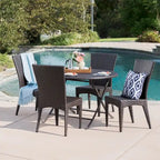 Avery Outdoor 5-Piece Round Foldable Wicker Dining Set with Umbrella Hole by Christopher Knight Home