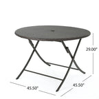 Ensemble de salle à manger rond pliable 5 pièces en osier avec trou pour parasol Avery Outdoor de Christopher Knight Home