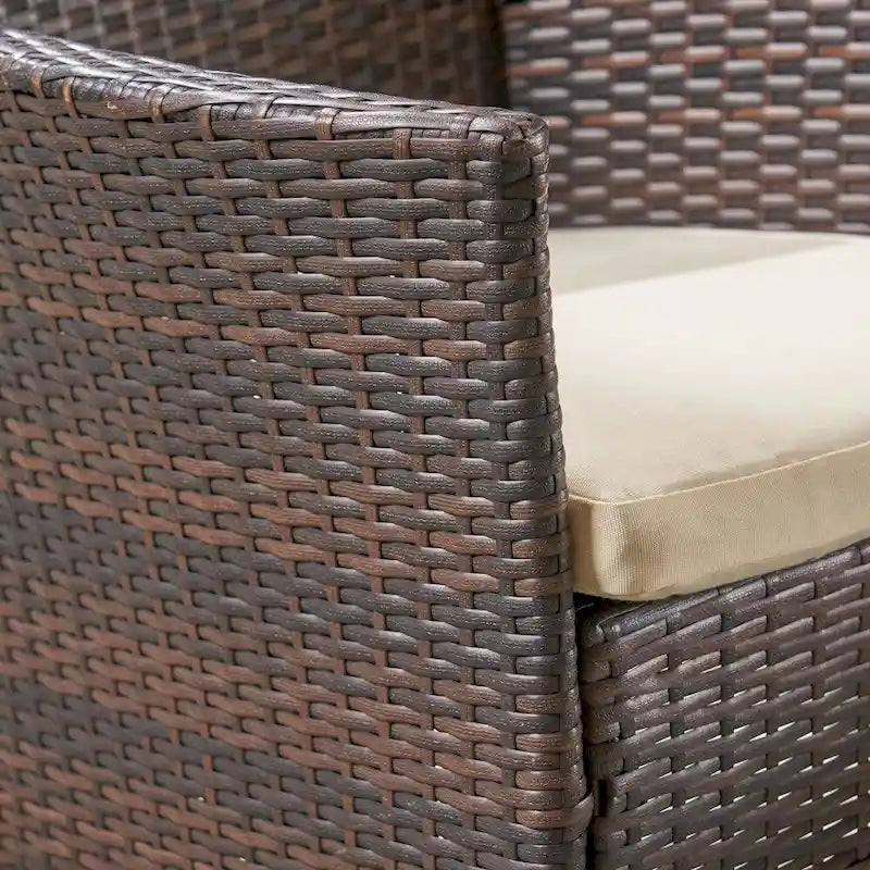 Ensemble de salle à manger d'extérieur 6 pièces en bois et osier avec chaises et banc Boden par Christopher Knight Home
