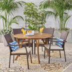 Baldwin Outdoor 5 Piece Acacia Wood and Wicker Dining Set by Christopher Knight Home