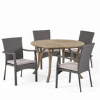 Ensemble de salle à manger Baldwin 5 pièces en bois d'acacia et osier par Christopher Knight Home