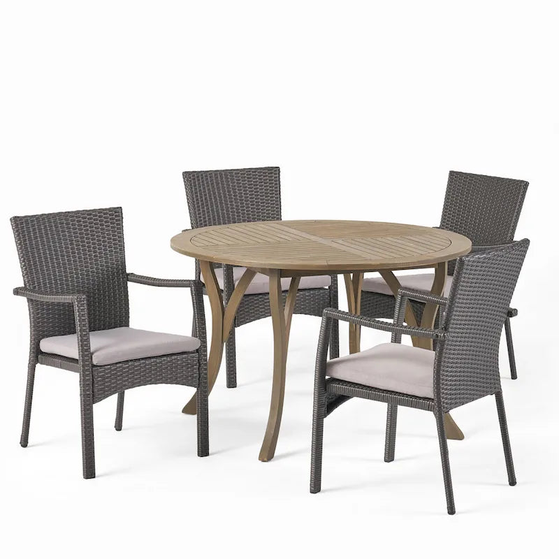 Ensemble de salle à manger Baldwin 5 pièces en bois d'acacia et osier par Christopher Knight Home