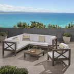 Ensemble canapé modulable et fauteuil Brava Outdoor en acacia par Christopher Knight Home