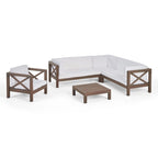 Ensemble canapé modulable et fauteuil Brava Outdoor en acacia par Christopher Knight Home