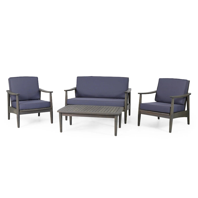 Ensemble de conversation d'extérieur 4 places en bois d'acacia Willowbrook par Christopher Knight Home