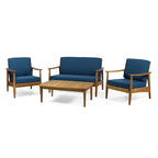 Ensemble de conversation d'extérieur 4 places en bois d'acacia Willowbrook par Christopher Knight Home