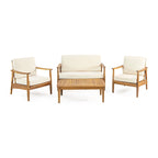 Ensemble de conversation d'extérieur 4 places en bois d'acacia Willowbrook par Christopher Knight Home