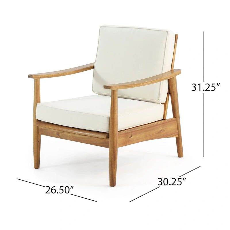 Ensemble de conversation d'extérieur 4 places en bois d'acacia Willowbrook par Christopher Knight Home